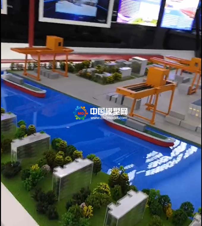 智慧的物流內(nèi)河多用途碼頭沙盤(pán)模型